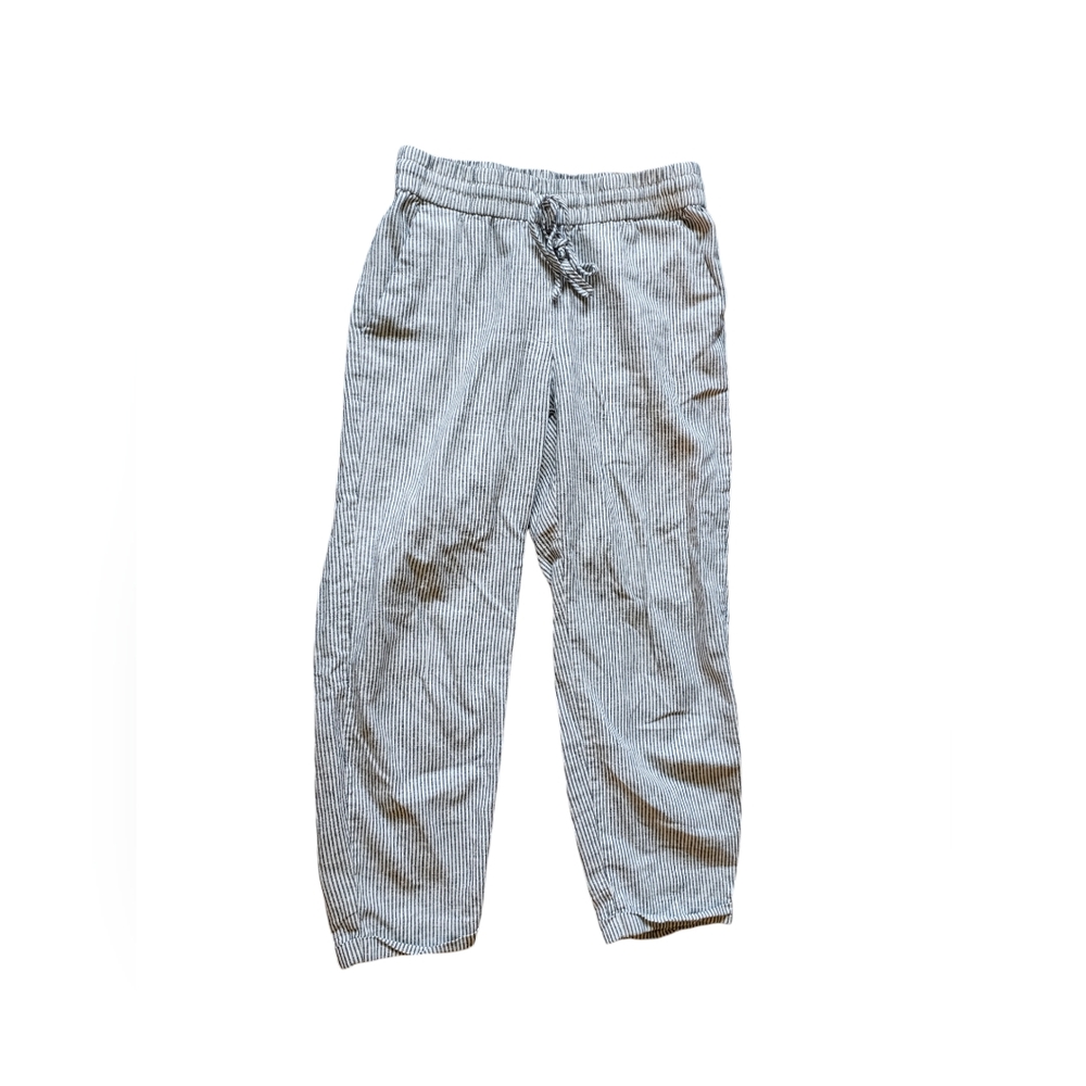 J. Crew Factory 2P Striped linen-cotton blend drawstring pants AY193 Coastal